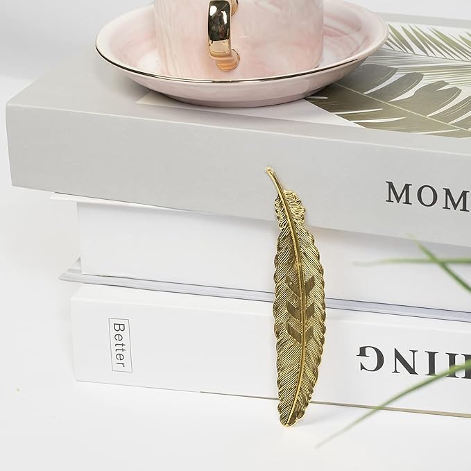 6pcs Different Color Vintage Feather Metal Bookmarks