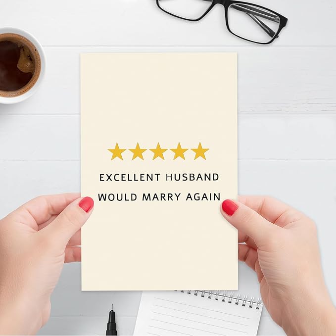 Funny Anniversary Card for 5 Star Husband, 1st Wedding Anniversary Card from Wife, Funny Husband Birthday Card & Gift Idea, Excellent Husband Would Marry Again Card