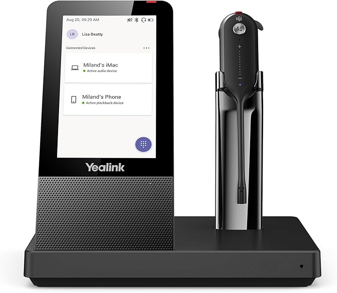 Yealink WH67 Wireless DECT Headset Upgrade,Teams Certified,Compatible with Desk Phone, PC, Mobile Phone, Office Single Ear (Mono) Bluetooth Headset, Noise Cancelling Mic,394ft Range,8H Talk Time