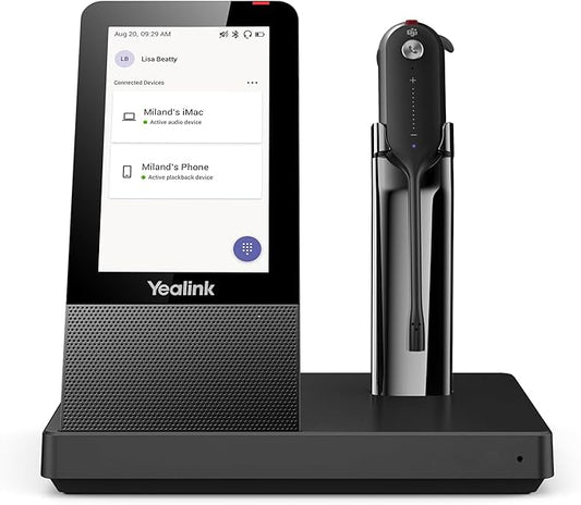 Yealink WH67 Wireless DECT Headset Upgrade,Teams Certified,Compatible with Desk Phone, PC, Mobile Phone, Office Single Ear (Mono) Bluetooth Headset, Noise Cancelling Mic,394ft Range,8H Talk Time