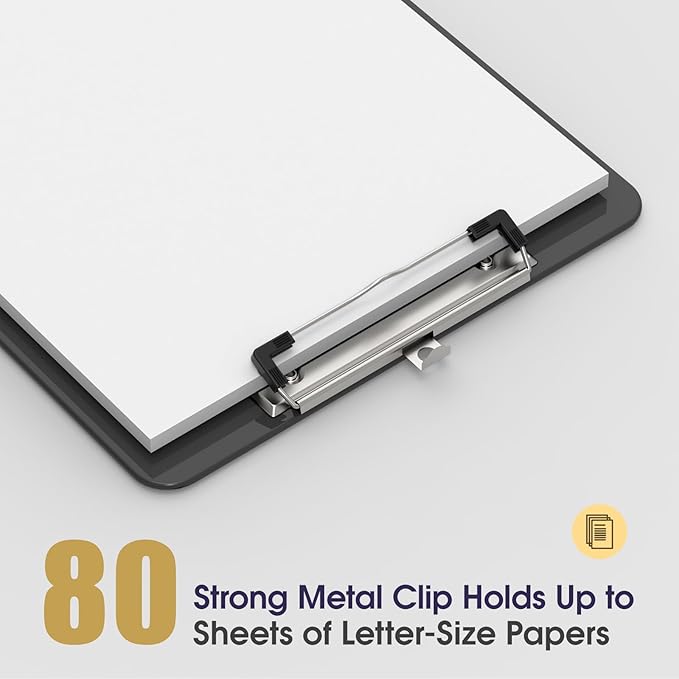 Plastic Clipboards 2 Pack, A4 Grey Clip Board 8.5x11 for Classroom, Students, Kid, Woman, Size 9" x 12.5" with Low Profile Clip, Office & School Supply