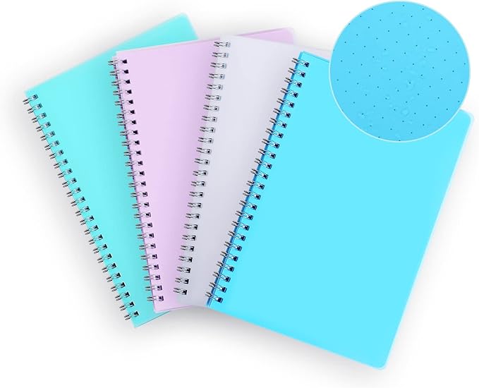 Spiral Notebook, 4 Pack Dot Grid Notebooks 5.7" x 8.3", Bullet Dotted Journal, 640 Pages, Cute College School Supplies Notebooks for Work, Aesthetic Gift Office Supplies for Study and Notes