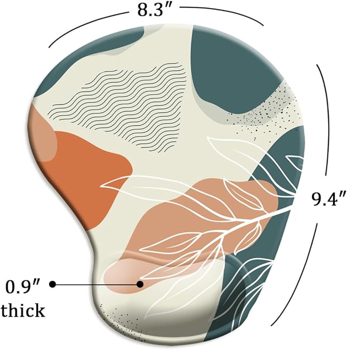 DOOKE Ergonomic Mouse Pad with Wrist Support and Coaster,Mouse Pads with Non-Slip PU Base for Home Office Working Studying Easy Typing & Pain Relief Leaf Abstract