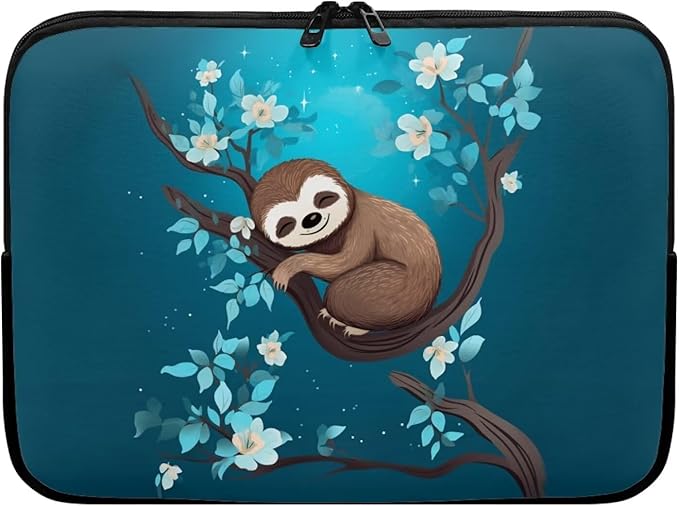 Cute Sloth Laptop Protective Sleeve for Women Men 10 inch Computer Sleeve Neoprene Lap Top Case Portable Computer Carrying Case Flower Briefcase Suitable for Travel School Office Pouch