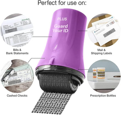 Guard Your ID Wide Advanced Roller 2.0 Identity Theft Prevention Security Stamp Purple
