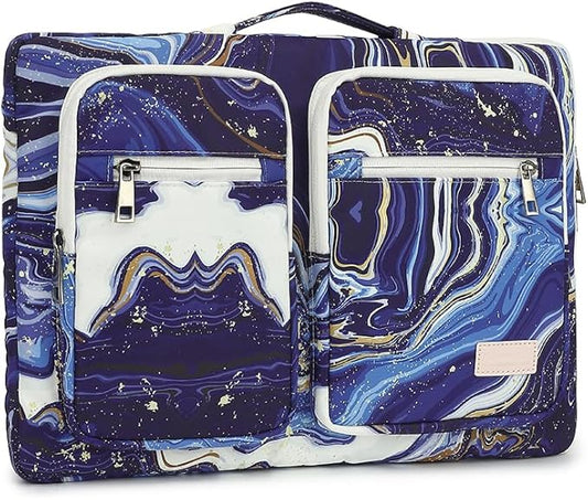 canvaslife 360° Protective Laptop Sleeve Case Bag Cover with Handle for iPad 12.9 inch,MacBook Pro Air 13" and 12.5 inch-13.3 inch Laptop (Blue Marble)
