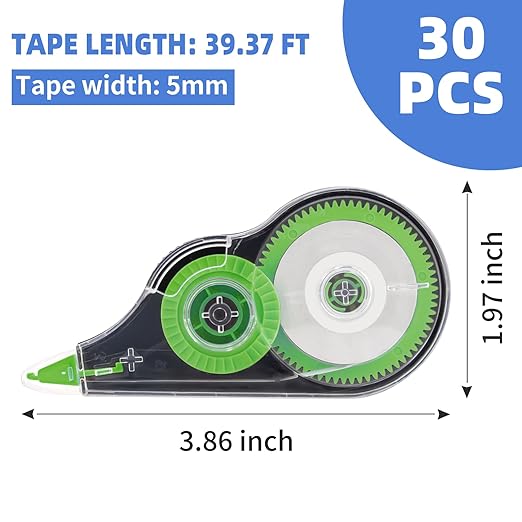 30 Pcs Colorful Correction Tape, 39.4 Ft Tear-Resistant Bulk Tape Roller for School, Office, Note Taking, Journal