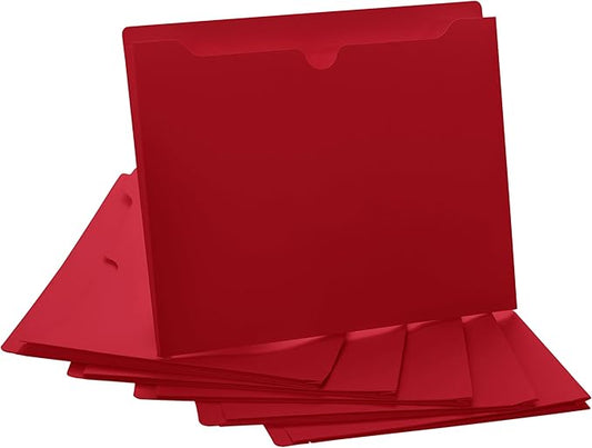Red File Jackets, 1 Inch Expansion, Letter Size, Reinforced Straight-Cut Tab, 6 Pack