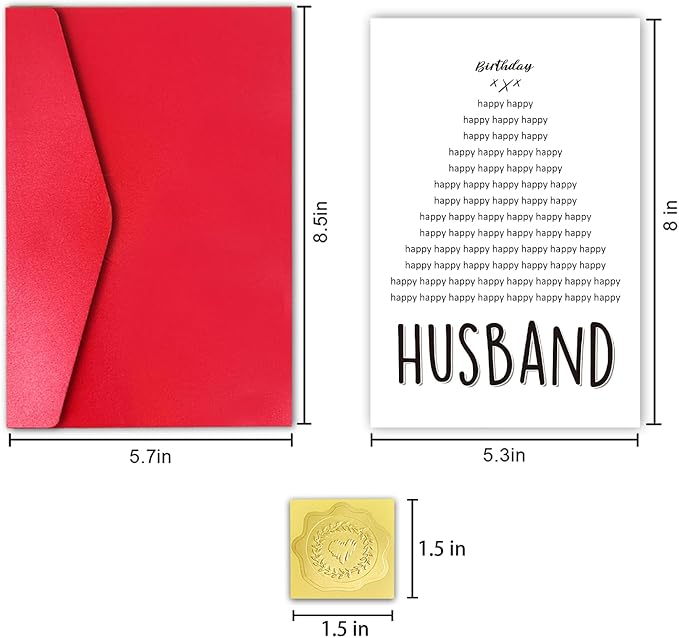 Happy Birthday Card for Husband Men, Romantic Heart Husband B-Day Card from Wife Woman, Special Birthday Gift