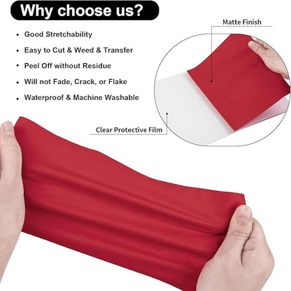 VINYL FROG Heat Transfer Vinyl Roll HTV Vinyl - 12" x5ft Red Iron on Vinyl for T-Shirts, Heat Press Vinyl for DIY Craft Designs (Red)