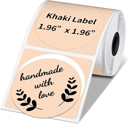 Phomemo Circle Thermal Sticker Label, Compatible with M110/M220/M150/M250/M120/M100/M200 Label Maker, Khaki Round Thermal Label, Size 1.96" x 1.96"