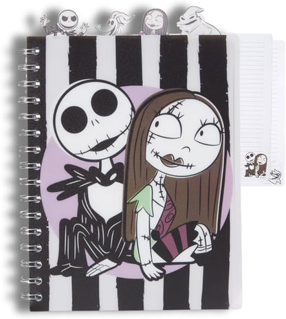 Innovative Designs Nightmare Before Christmas Tab Journal Notebook, Spiral Bound, 96 Lined Pages, 8 x 7 inches, Black/White