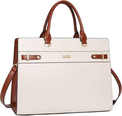 Telena Laptop Tote Bag for Women, 15.6 Inch Shoulder Tote Bag Leather Briefcase for Women, Large Capacity Handbag Bags