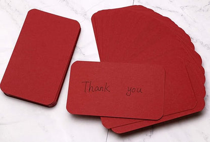 Penta Angel 100 Pcs Mini Paper Blank Gift Notes Cards DIY Craft Small Word Business Message Cards (Red)