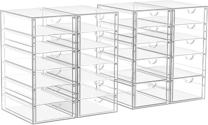 22 Drawers, Acrylic Desk Makeup Organizer, Plastic Drawers Organizer, Stackable Storage Solution for Makeup, Dresser, Office, Bathroom Clear Plastic Craft and Bead Storage Cabinet