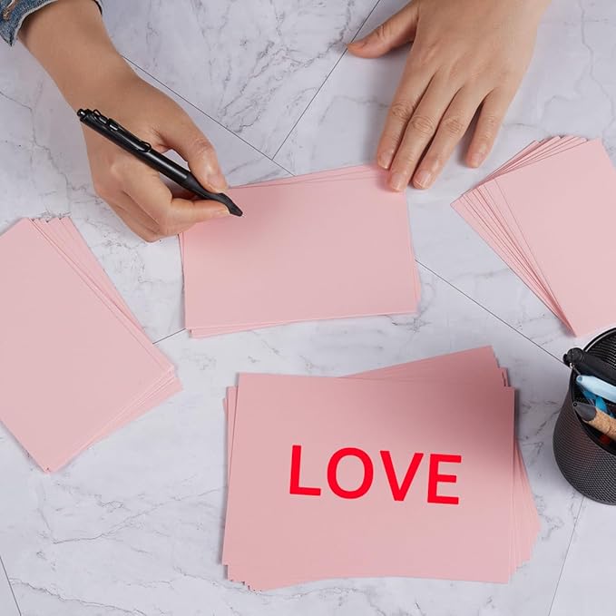 50 Sheets Blank Cardstock Paper 250 GSM Thick Heavy Cards Stock for DIY Art Projects, Card Making, Postcards, Greeting Cards, Birthday Party, Wedding Invitation (Pink, 3x5 inches)