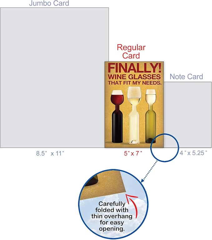 NobleWorks - Funny Happy Birthday Card with Envelope - Colorful Humor Card, Greeting Note - Wine Glass Needs 9978