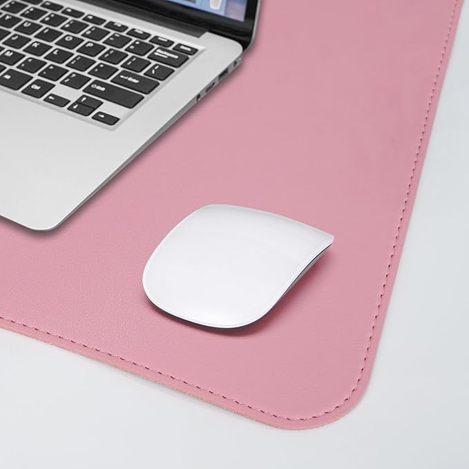 Leather Desk pad Protector, Large Desk mat with Natural Cork & PU Leather,Mouse pad,Non-Slip Office Desk Mat,Waterproof Desk Writing Pad for Office and Home (47in*17in,Rose Pink)