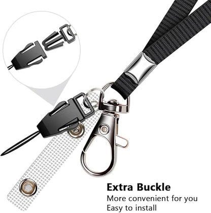 60 Pack Neck Lanyard with ID Badge Holder, Office Strap Bulk Lanyards, Stainless Metal Swivel Hook for Name Tag, Badge Holders, Keychains, Card, Black