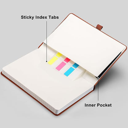 RETTACY Graph Paper Notebook, A5 Grid Notebook Journal with 192 Pages, 5.7'' × 8.3'', Medium Size, Leather Hardcover, 100 GSM Thick Paper, for Students, Homework, Math, Engineering (Brown)