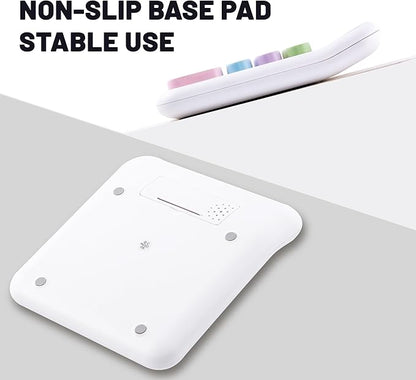 Golcellia Calculators Desktop, White Mechanical Calculator, Cute Calculator 12 Digit Desk Basic Calculator Large Display, Dual Power Solar Battery, Office Home School Supplies for Adults & Students