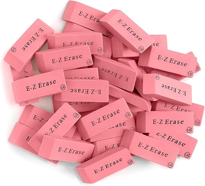 Pink Erasers, 60 Count Rectangular Eraser Bulk Pack, Latex Free Pink Pearl Erasers for School Supplies, Art and Office