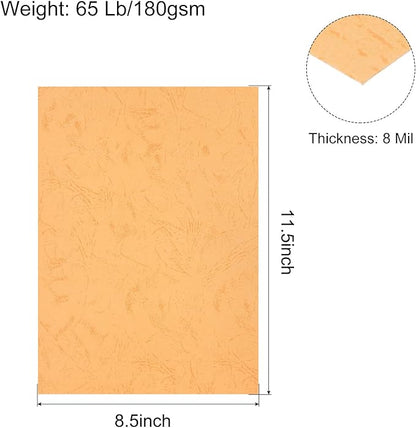 MECCANIXITY 100pcs A4 8-1/2 x 11.5 Inch Presentation Binding Covers Letter Size Leather Textured Grain Paper Un-Punched for Business Reports, Orange