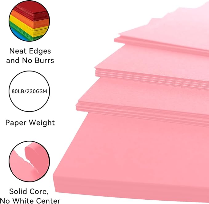 25Sheets Light Pink Cardstock Paper, 8.5 x 11 Card stock for Cricut, Thick Construction Paper for Card Making, Scrapbooking, Craft 90 lb / 250 gsm (Light Pink)…