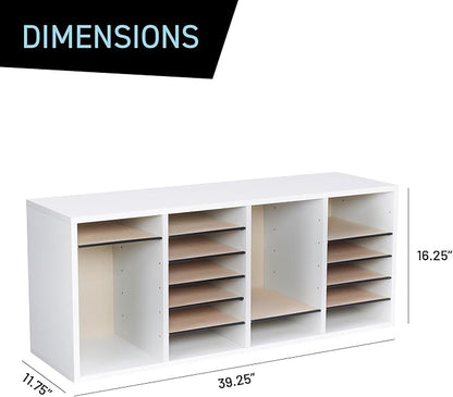 Safco Wooden Paper and Mail Organizer for Home Office and Classroom, Adjustable Shelves and Stackable