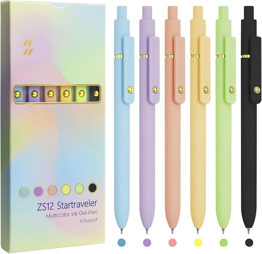 UIXJODO Colored Pens, 6 Pcs Colorful Pens Fine Point Smooth Writing Pens, 0.5mm Colored Ink Gel Pens for Journaling Note Taking Planner, School Supplies Gifts for Nurse Teacher (6 Pcs Gold Vibrant)