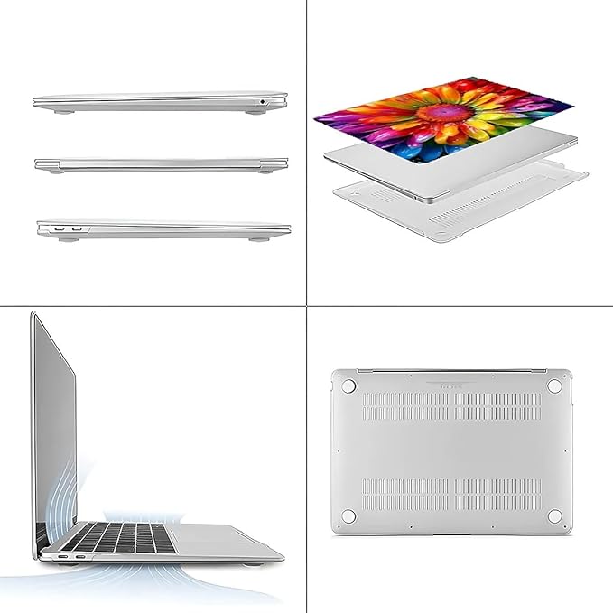 Compatible with MacBook Air 13.3 inch Case 2018-2020 Release A1932 A2179 A2337, Colorful Rainbow Sunflowers Hard Plastic Shell Cover Case