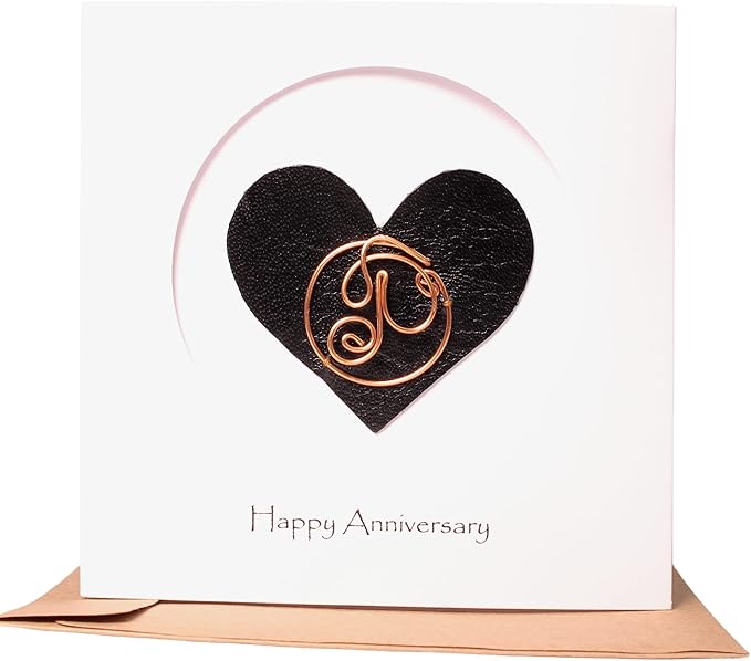 Personalized Initial Copper Card, Copper Initial, Anniversary Card for Her, Couple, Gift for Her (P)
