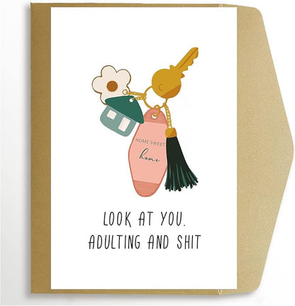 Spercy Funny Housewarming Card for Friends - Happy New Home, Rude Moving, New House Congratulation