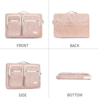 canvaslife 360° Protective Laptop Sleeve Case Bag with 4 Pockets for MacBook Pro 16 inch and 15 inch-15.6 inch Laptop (Golden leaf)