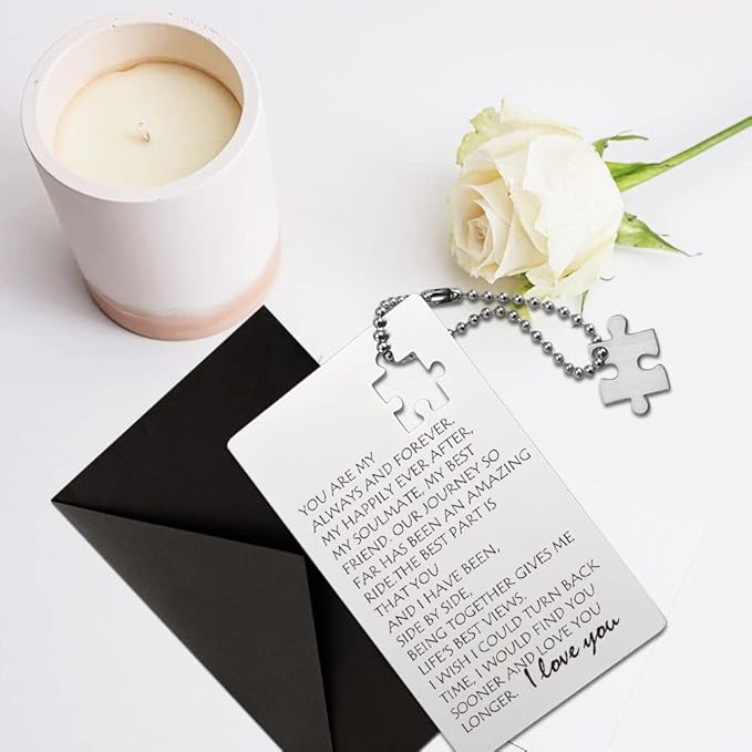 llxxeyopqdxz Stainless Steel Mini Love Note Wallet Card, Engraved Gift for Anniversary, Wedding, Christmas, Birthday, Valentine's Day