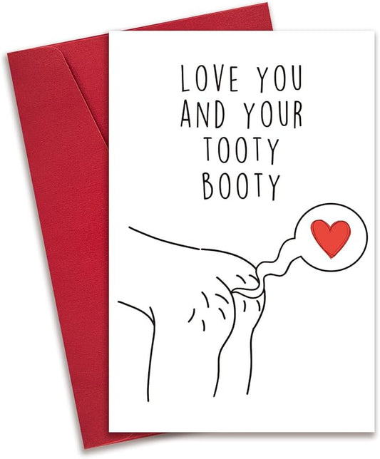 Cheeky Tooty Booty Anniversary Card, Funny Anniversary Card for Husband Boyfriend, Romantic Anniversary Card Gift for Couple, Lovely Valentine's Day Gifts for Him Her
