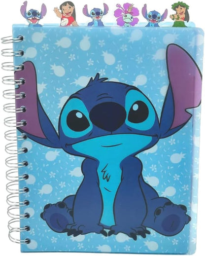 Innovative Designs Disney Lilo and Stitch Tab Journal Notebook, Spiral Bound, 144 Lined Pages, 8 x 7 inches, Blue