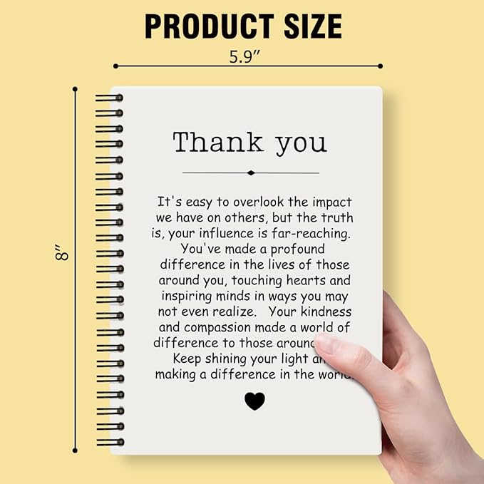 Thank You White Hardcover 160 Pages Spiral Notebooks, Funny Thank You Gifts for Women Men Coworkers Leader Mentor, Appreciation Gifts for Employees, Thanksgiving Gifts for Colleagues Leaders