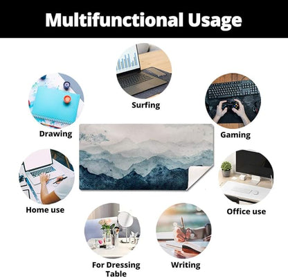 QIYI Desk Pad Large Keyboard and Mouse Pad for Laptop Computer, PU Leather Desk Cover Protector, Desk Décor Accessories for Office Home Work Writing Gaming 31.5" x 15.7" - Watercolor Mountain