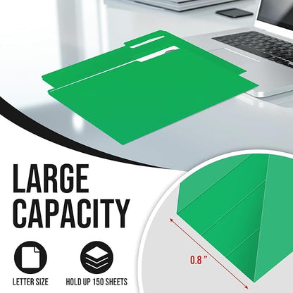 File Folders,IntoJoy 120 Pack Colored File Folder Letter Size, 1/3 Cut Tab Filing Folders for Office School Business File Document Organization,Green