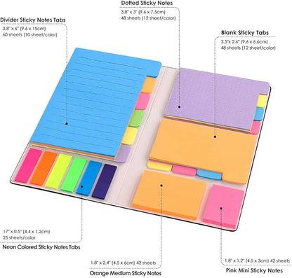 Sticky Notes Set, Post Self-Stick Notes Pads for Journaling Notebook Planner Study, Office Supplies College Essentials Back to School Supplies for High School Students Teen Girl Gifts Preppy Stuff