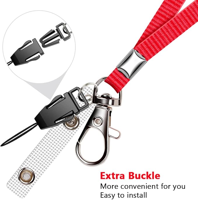 3 Pack Neck Lanyard with ID Badge Holder, Office Strap Lanyards, Stainless Metal Swivel Hook for Name Tag, Badge Holders, Keychains, Card, Red, Orange, Brown