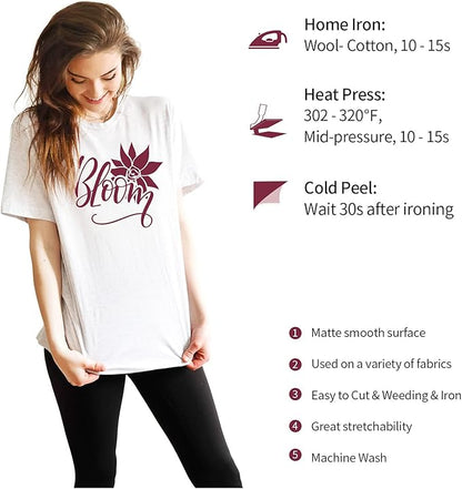 VINYL FROG Heat Transfer Vinyl Roll HTV Vinyl - 12"x5ft Maroon Iron on Vinyl for T-Shirts, Heat Press Vinyl for DIY Craft Designs (Maroon)