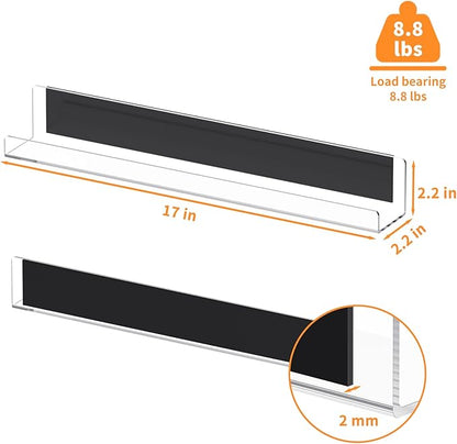 Carmanon Magnetic Book Shelf for Whiteboard, Reusable Acrylic Book Display Shelf with Strong Adsorption Capacity, Magnetic Book Holder for Classroom Refrigerator Office Teacher Kids, Clear