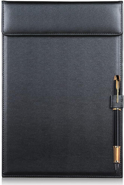 PU Leather Clipboard 13" X 9" - A4 File Clip Folder Document Organizer Writing Pad Business Card Holder - Magnetic Conference Pad with Pen Holder for Hotel Office Hospital School