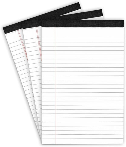 3 Pack Note Pads 5 x 8 Inch, Small Notepad, College Ruled Legal Pads, White Lined Writing Pads for Work or School, 30 Sheets/Pad, Perforated Recycled Note Paper for Note-Taking, Grocery List