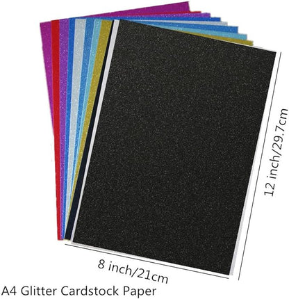 Baisunt 20 Sheets Black Glitter Cardstock Paper for DIY Art Project, Scrapbook, Birthday Wedding Party Decoration 250GSM(8x12 In, Non Adhesive)