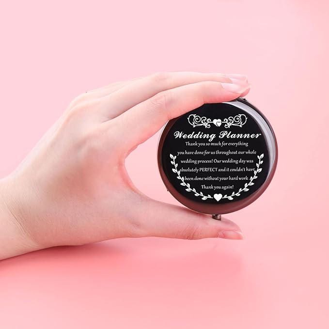 UJIMS Wedding Planner Gift Wedding Coordinator Makeup Mirror Event Planner Thank You Gift from Bride Groom (WeddingPlannerBlack)