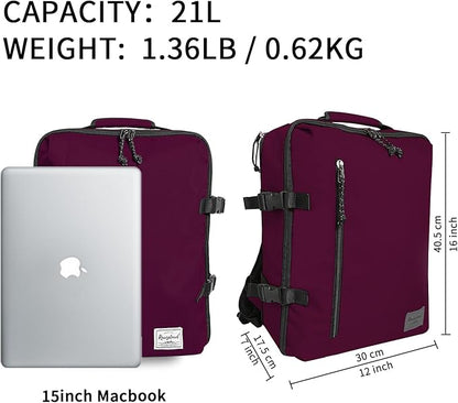 Laptop Travel Backpack Airline Approved Carry-on Under-seat Backpack, Stylish Minimalist Casual, Fuchsia
