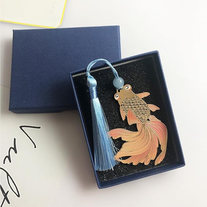 Bookmarks for Book Lovers Book Marks for Reading Women Birthday Graduation Christmas Gifts for Her Cute Metal Bookmark Book Markers Stocking Stuffers for Teens (Fish)